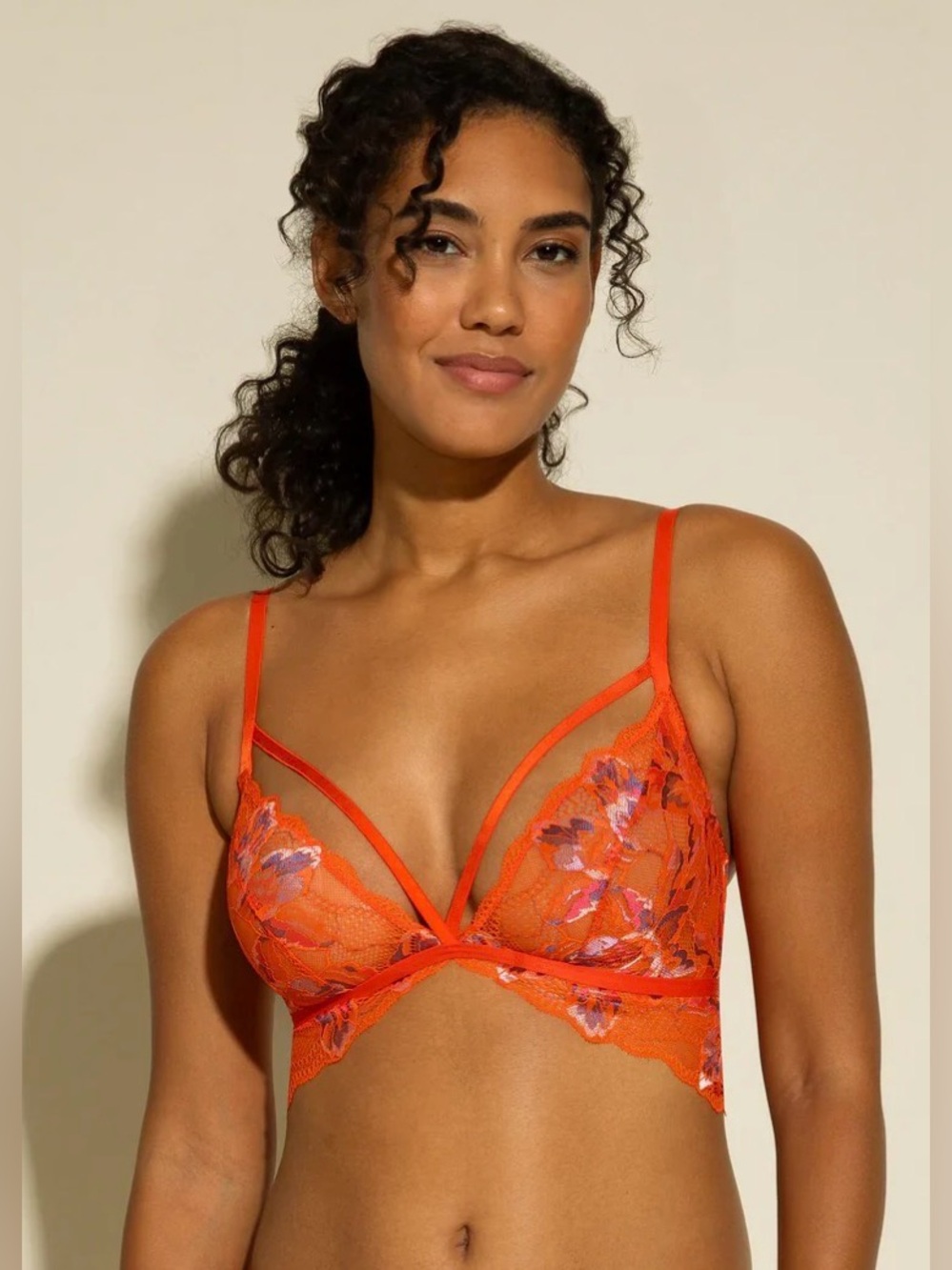 Cosabella Paradiso Triangle Lace Bralette - Sicilian Orange - Small - NWT